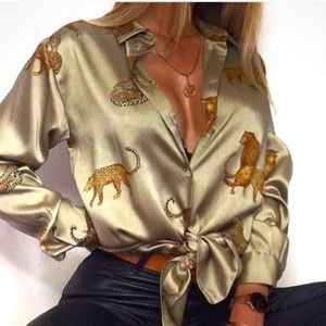 ZARA cheetah satin effect blouse from Limited collection